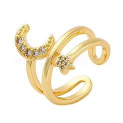 Кольца-манжеты для пальцев с покрытием из латуни с микропаве из прозрачного кубического циркония для женщин&nbsp;RJEW-M028-08G