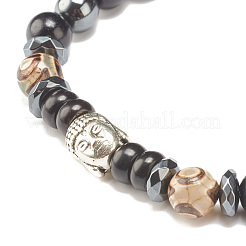 Bracelet extensible en perles de bois naturel&nbsp;BJEW-JB07811