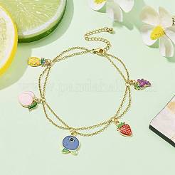 Bracelet de cheville à breloque fruit en alliage émaillé&nbsp;AJEW-AN00560-01