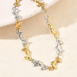 Bracciali da donna in acciaio inossidabile 304 con maglie a delfino&nbsp;BJEW-G790-02GP