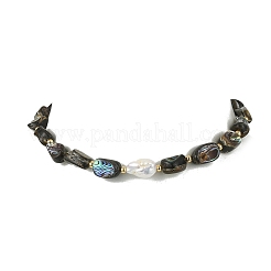 Natürliche barocke Keshi-Perlen- und Nugget-Paua-Muschel-Perlenketten für Damen&nbsp;NJEW-JN06006