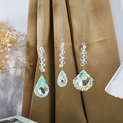 6 шт. 6 стиля стеклянные подвесные ловцы солнца в форме капли и овала&nbsp;HJEW-FH00201