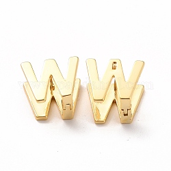 Anfängliche Creolen für Frauen, Messingohrringe mit goldenen Buchstaben, letter.w, 12x14x9.5 mm, Stift: 0.8 mm