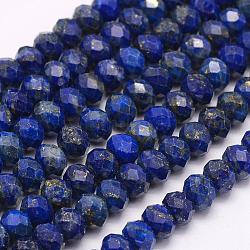 Abalorios de lapislázuli naturales hebras, facetados, rerondana plana, 8x5mm, agujero: 1 mm, aproximamente 72 pcs / cadena, 15.3 pulgada (39 cm)