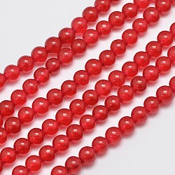 Натуральные и крашеные нити шарик Malaysia нефрита, имитация красный агат, круглые, красные, 6 мм, отверстие : 0.8 мм, около 64 шт / нитка, 15 дюйм