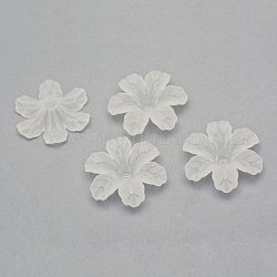 Abalorios de acrílico transparentes, esmerilado, flor, blanco cremoso, 32.5x29.5x8.5mm, agujero: 1.5 mm