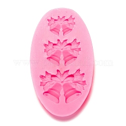 Christmas Bell Fondant Molds, Food Grade Silicone Molds, For DIY Cake Decoration, Chocolate, Candy, UV Resin & Epoxy Resin Craft Making, Hot Pink, 86x50x12mm, Bell: 16x23mm, 22x30mm, 28x37mm