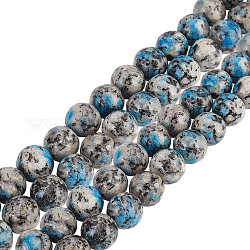 Benecreat 1 Stränge natürliche K2 Stein/Regentropfen Azurit Perlenstränge, gefärbt, Runde, 10 mm, Bohrung: 1 mm, ca. 37 Stk. / Strang, 14.65'' (37.2 cm)