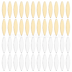 PandaHall Elite Brass Pendants, Stamping Blank Tag, Oval, Platinum & Golden, 23.5x5.5x0.5mm, Hole: 1mm, 2 colors, 50pcs/color, 100pcs/box
