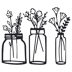 Creatcabin 1 set 3d vaso di fiori acrilico specchi adesivi murali, per la decorazione del soggiorno di casa, nero, 180~200x75~83x2mm, 1 set