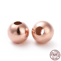 Séparateurs perles en 925 argent sterling, ronde, véritable 14k plaqué or, 4mm, Trou: 1.4~1.5mm