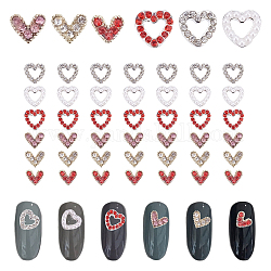 Chgcraft 60 piezas 6 cabujones de rhinestone de aleación de estilo, corazón, para tachuelas y accesorios de decoración de uñas, color mezclado, 5.5~7.5x6.5~8x2~3mm, 10 piezas / style