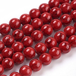 Kunsttürkisfarbenen Perlen Stränge, gefärbt, Runde, rot, 8 mm, Bohrung: 1 mm, ca. 50 Stk. / Strang, 15.7 Zoll