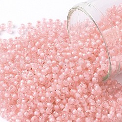 Toho perline rotonde, perline giapponesi, (191f) cristallo rivestito rosa tenue smerigliato, 11/0, 2.2mm, Foro: 0.8 mm, circa 3000pcs/10g