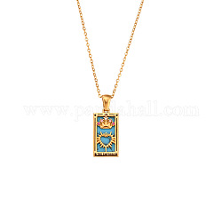 Halskette mit Strass-Tarotkarten-Anhänger und Emaille, goldener Edelstahlschmuck für Damen, die Kaiserin iii, 19.69 Zoll (50 cm)