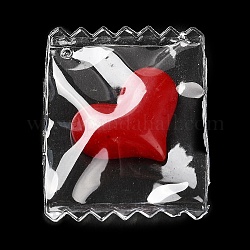 Подвески в виде мешочка для конфет из прозрачной смолы, сердце подвески, огнеупорный кирпич, 37.5x29x5 мм, отверстие : 1.8 мм