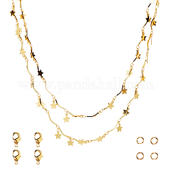 Kits de joyas de diy, con cadenas de barras festoneadas de latón soldado, cierres de pinza de langosta de latón y anillas abiertas, sin plomo y el cadmio, estrella, dorado, 16x1x1mm, 5m / set