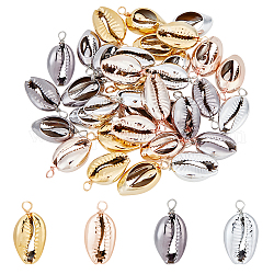 AHANDMAKER 40 Pcs Shell Pendants, 4 Colors Spiral Electroplated Natural Shell Charms, Unique Sea Shell Connectors Beach Seashell Charms for Bracelet Necklace Craft Jewelry Making