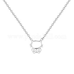 Katze Zirkonia Halskette für Mädchen Frauen, 925 Sterling Silber Anhänger Halskette, Transparent, Roségold