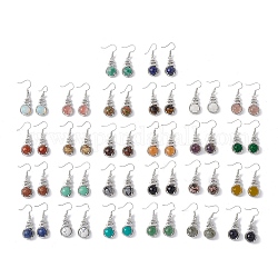 Gemstone Gourd Dangle Earrings with Crystal Rhinestone, Platinum Brass Jewelry for Women, 39mm, Pin: 0.6mm