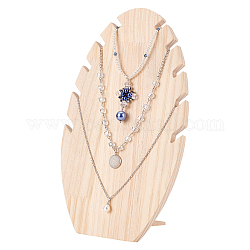 Présentoir de colliers en bois pandahall, 5 fentes en forme de feuille porte-bijoux organisateur de chaîne longueur réglable collier bracelet chevalet avec chevilles à l'arrière pour magasin de bijoux à domicile, 1 pc