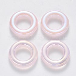 Anneaux de liaison acryliques transparents, de couleur plaquée ab , style de pierres fines imitation, rond, rose, 25x6mm, diamètre intérieur: 12.5 mm
