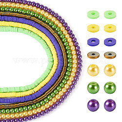 Pandahall bricolage perles fabrication de bijoux kit de recherche, comprenant un disque en argile polymère, des perles de verre et des perles d'hématite synthétique non magnétiques, couleur mixte, 6~7x1.5~1mm, Trou: 1~1.8mm