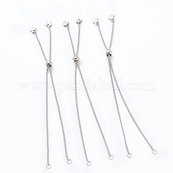 304 Stainless Steel Slider Bracelets Making, Box Chain Bolo Bracelets Making, with Mixed Shape Charms, Stainless Steel Color, Single Chain Length: about 5-1/8 inch(13cm)