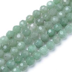 Chapelets de perle verte d'aventurine naturel, ronde à facettes, 8mm, Trou: 1mm, Environ 50 pcs/chapelet, 15.7 pouce