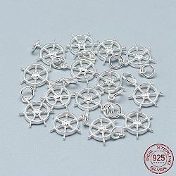 925 Sterling Silver Pendants, with 925 Stamp, with Jump Ring, Helm, Silver, 16x12x2mm, Hole: 4mm