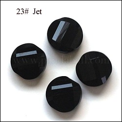 Abalorios de cristal austriaco de imitación, aaa grado, facetados, plano y redondo, negro, 10x5mm, agujero: 0.9~1 mm