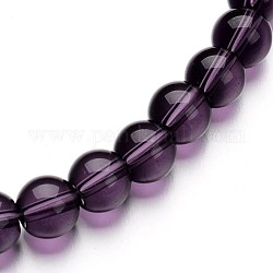 Cuentas redondas de vidrio, púrpura, 4mm, agujero: 1 mm, aproximamente 75~80 pcs / cadena, 11 pulgada