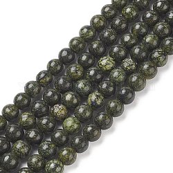 Natürliche Serpentin / grüne Spitze Stein Perlen Stränge, Runde, 6 mm, Bohrung: 1 mm, ca. 60~62 Stk. / Strang, 15.35 Zoll