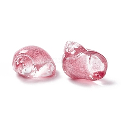 Perles en verre transparentes, conque, top foré, firebrick, 15.5x14x10mm, Trou: 1.2mm