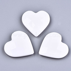 Abalorios acrílicos opacos, facetados, corazón, blanco, 45.5x45.5x10mm, agujero: 1.5 mm