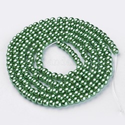 Abalorios de perla de vidrio, pearlized, redondo, aguamarina, 4~5mm, agujero: 0.8~1 mm, aproximamente 216 pcs / cadena, 32 pulgada