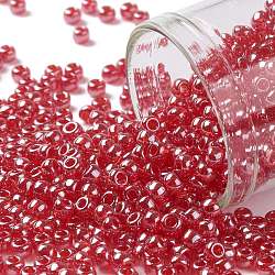 Toho perles de rocaille rondes, Perles de rocaille japonais, (109c) lustre transparent rubis foncé, 8/0, 3mm, Trou: 1mm, environ 10000 pcs / livre