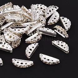Brass with Grade B Rhinestone Bridge Spacers, Silver Color Plated, 19x8mm, Hole: 1~2mm