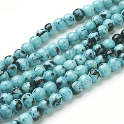 Chapelets de perles en jade de océan blanc synthétique, teinte, ronde, bleu ciel, 8mm, Trou: 1mm, Environ 48 pcs/chapelet, 15.7 pouce (400 mm)