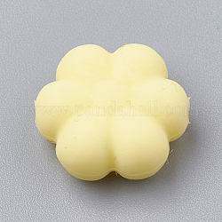 Perle di silicone ecologiche per uso alimentare, masticare perline per i denti, fare collane fai-da-te fai-da-te, flowerr, giallo champagne, 14x13x6mm, Foro: 2 mm