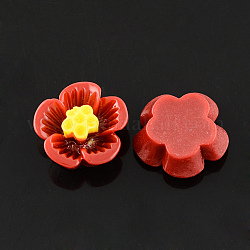 Flatback Resin Flower Cabochons, Plum Blossom, Dark Red, 16x7mm