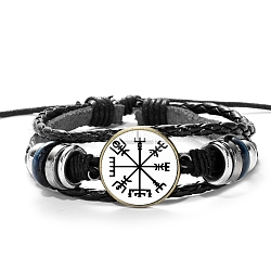 Bracelets multibrins en alliage de perles tressées, bracelet rune viking en verre, blanc, motif : 3/4 pouce (2 cm)
