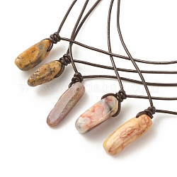 Halskette mit natürlichem Achat-Nugget-Anhänger und Rindslederband, Edelsteinschmuck für Damen, 13.58~27.17 Zoll (34.5~69 cm)