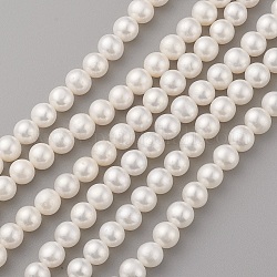 Natural Cultured Freshwater Pearl Beads Strands, Round, Old Lace, 7~8x6.5~7.5mm, Hole: 0.5mm, about 59pcs/strand, 15.7 inch(40cm)