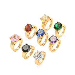 Piccoli anelli in ottone color oro chiaro, con perline di vetro diamantato, colore misto, 14x10x6mm, Foro: 7.6 mm