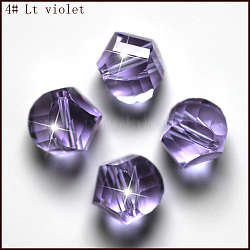 Perles d'imitation cristal autrichien, grade AAA, facette, polygone, lilas, 10mm, Trou: 0.9~1mm