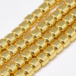 Electroplate Non-magnetic Synthetic Hematite Beads Strands, Column, Golden Plated, 6x5mm, Hole: 2.5mm, about 82pcs/strand, 15.7 inch