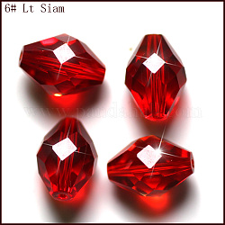 Imitazione branelli di cristallo austriaco, grado aaa, sfaccettato, bicono, rosso, 6x9.5mm, Foro: 0.7~0.9 mm