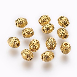 Tibetischer stil legierung perlen, Antik Golden Farbe, Bleifrei und Nickel frei und Cadmiumfrei, Trommel, Größe: ca. 6mm Durchmesser, 6 mm dick, Bohrung: 2 mm