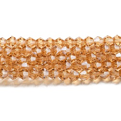 Transparentes perles de verre de galvanoplastie brins, perle plaquée lustre, facette, Toupie, Pérou, 3x2.5mm, Trou: 0.7mm, Environ 162~185 pcs/chapelet, 12.76~14.61 pouce (32.4~37.1 cm)